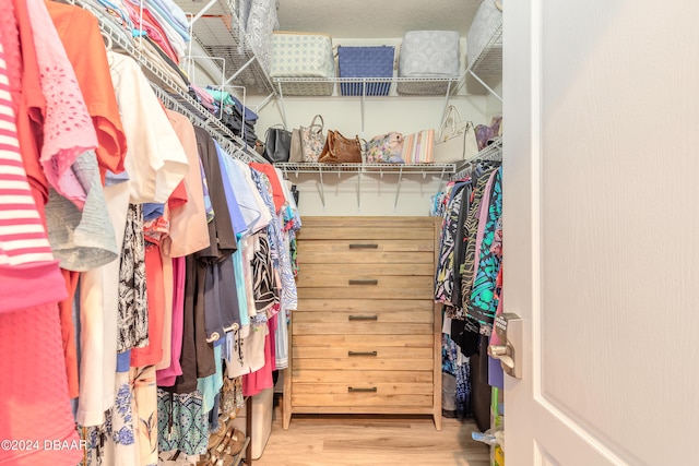 walk in closet with hardwood / wood-style flooring