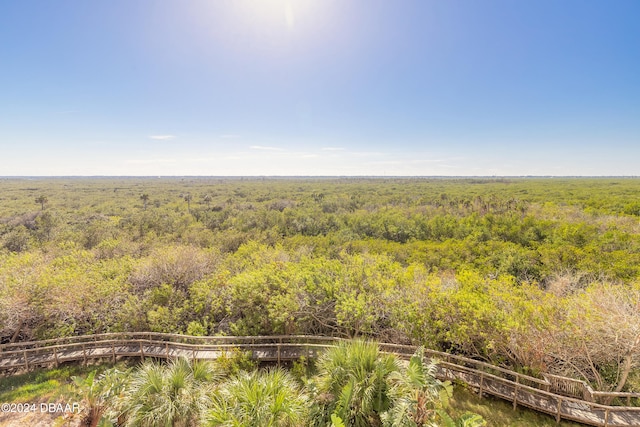 view of landscape with a wooded view