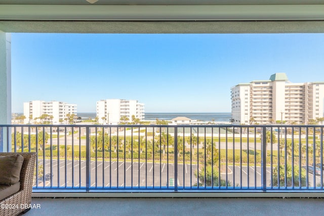 balcony with a view of city