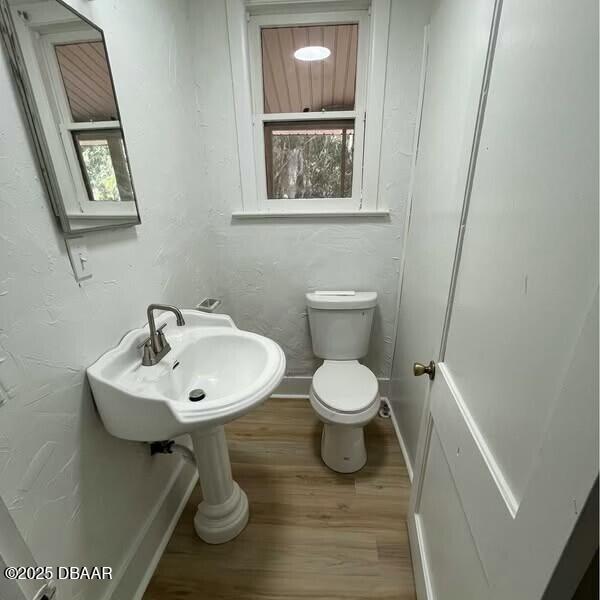 bathroom featuring hardwood / wood-style floors and toilet