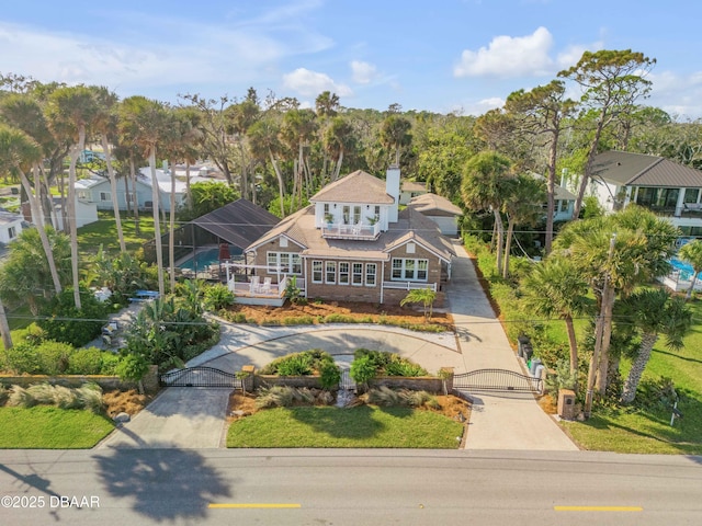 aerial view with a residential view