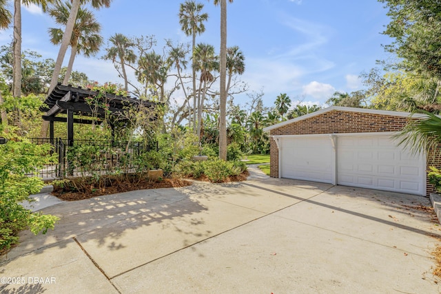 detached garage with fence