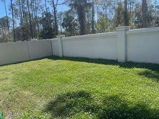 view of yard with a fenced backyard