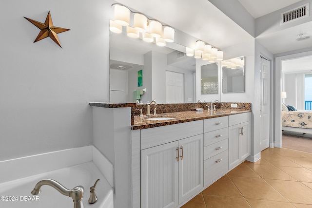 full bath with a sink, tile patterned floors, ensuite bathroom, and visible vents