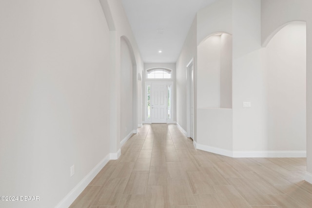 hall featuring light wood-type flooring