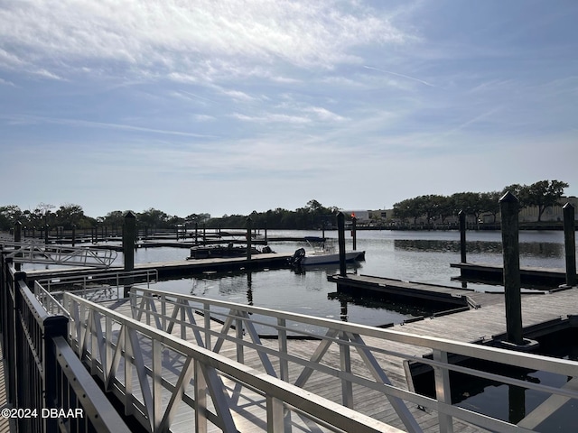 view of dock featuring a water view