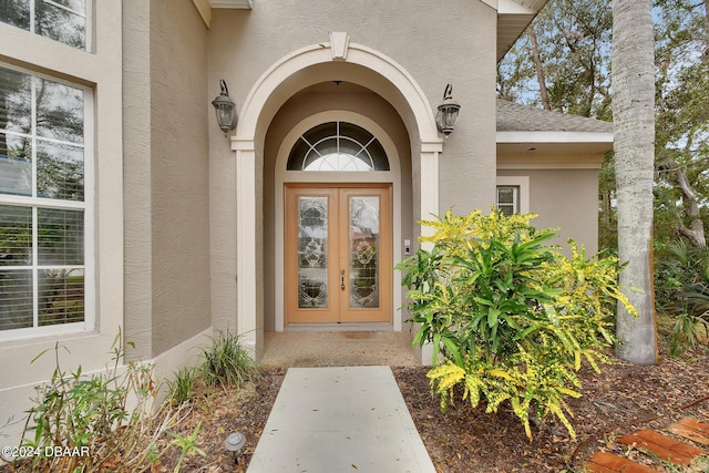 view of exterior entry with french doors