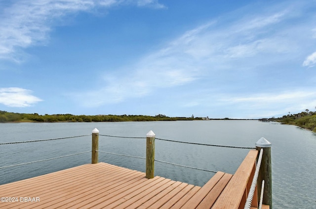 dock area with a water view