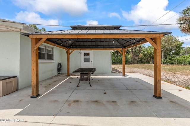 view of patio / terrace with a gazebo