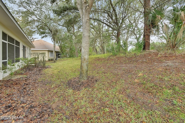 view of yard featuring a sunroom