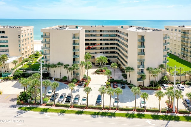 view of building exterior featuring a water view