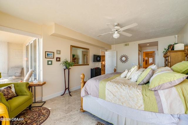 bedroom featuring ceiling fan