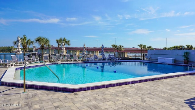 view of pool featuring a patio area