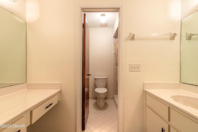 bathroom featuring tile patterned flooring, vanity, and toilet