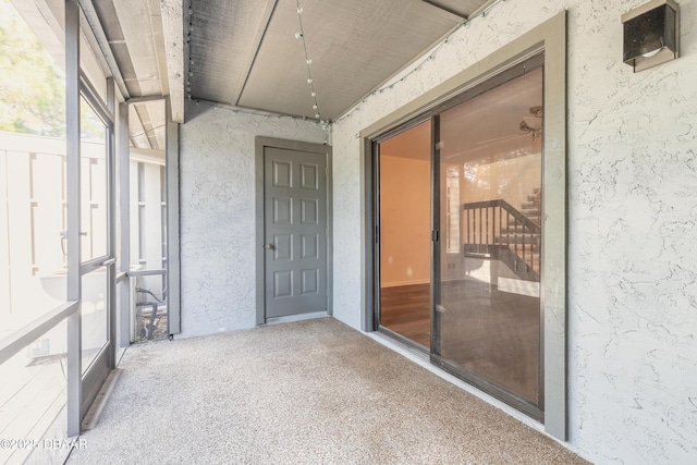 view of unfurnished sunroom