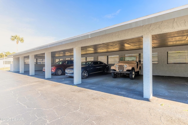 view of parking with a carport