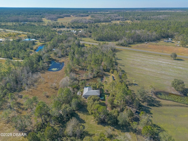 bird's eye view featuring a rural view and a water view