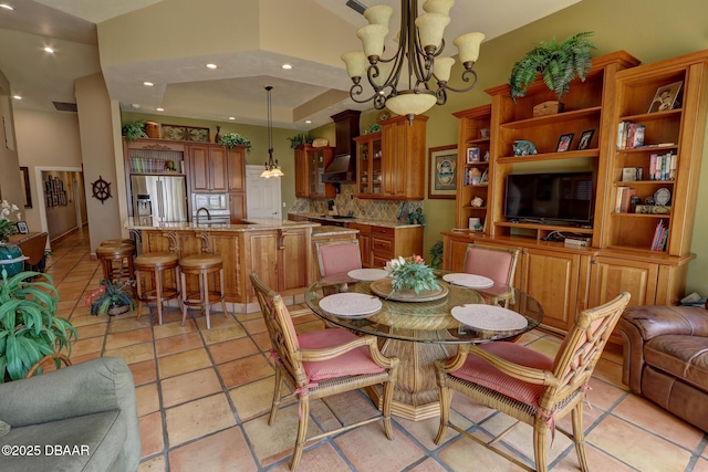 6 Rosalyn Lndg, Daytona Beach, FL 32118 - dining space featuring a chandelier, recessed lighting, and light tile patterned flooring