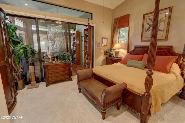6 Rosalyn Lndg, Daytona Beach, FL 32118 - bedroom featuring carpet floors, vaulted ceiling, and access to outside