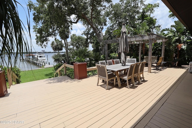 6 Rosalyn Lndg, Daytona Beach, FL 32118 - deck featuring a pergola, outdoor dining area, and a water view