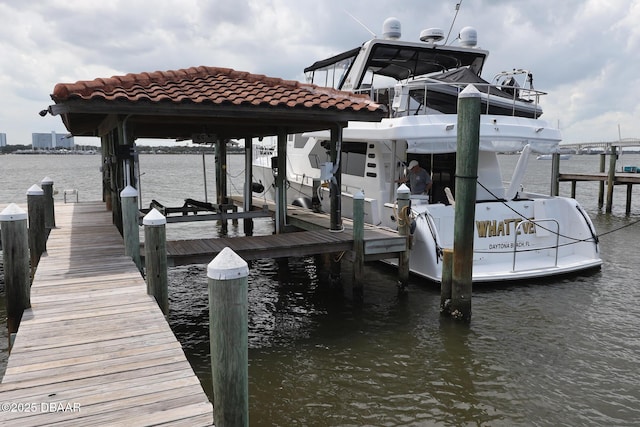 6 Rosalyn Lndg, Daytona Beach, FL 32118 - dock area with boat lift and a water view