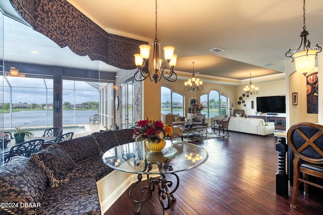 dining area featuring dark hardwood / wood-style floors