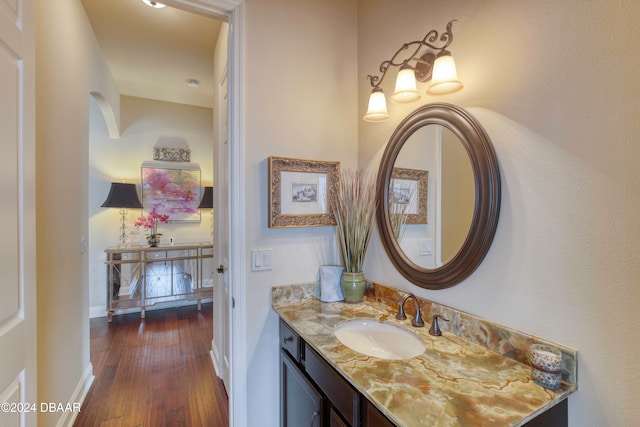 bathroom featuring wood-type flooring and vanity