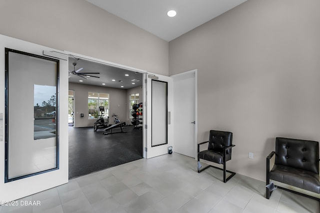 3330 Arch Ave, Ormond Beach, FL 32174 - living area with a ceiling fan and recessed lighting
