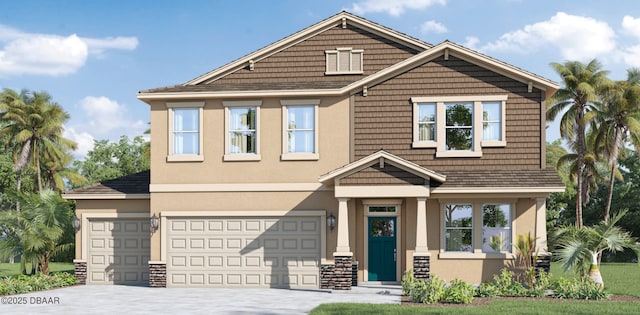3330 Arch Ave, Ormond Beach, FL 32174 - craftsman inspired home featuring a garage, stucco siding, and concrete driveway