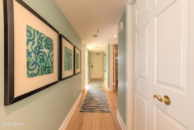 hallway featuring light wood-type flooring