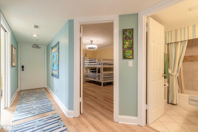 hall featuring light wood-type flooring