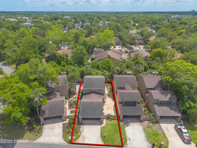 aerial view of residential area with property parcel outlined