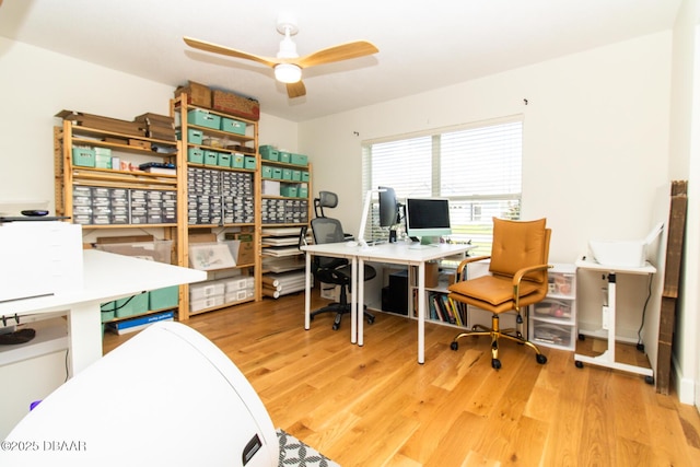 1327 Wayne Ave, New Smyrna Beach, FL 32168 - office featuring ceiling fan and wood finished floors
