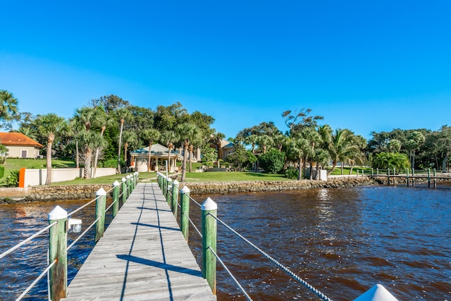 dock area featuring a water view