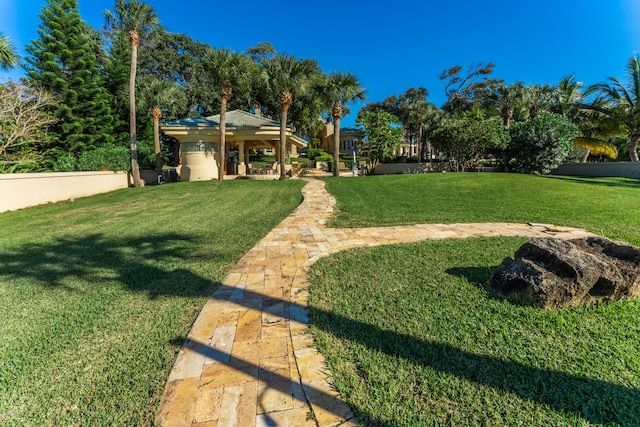 view of yard with a gazebo