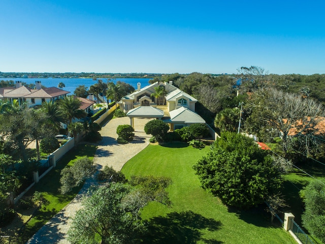 bird's eye view featuring a water view