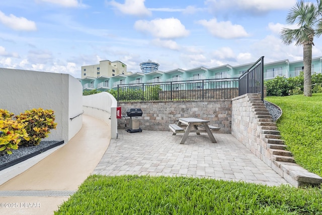 view of patio with a grill