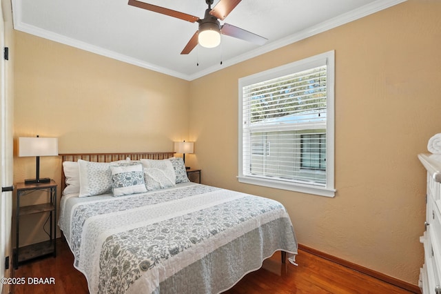 1146 Riverside Dr, Holly Hill, FL 32117 - bedroom featuring wood finished floors, crown molding, and a ceiling fan
