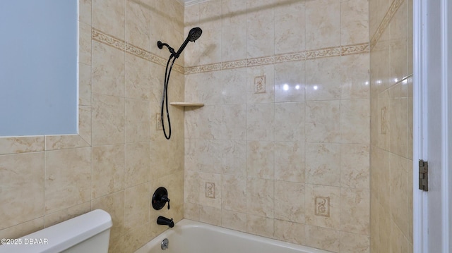 full bath featuring toilet and shower / washtub combination