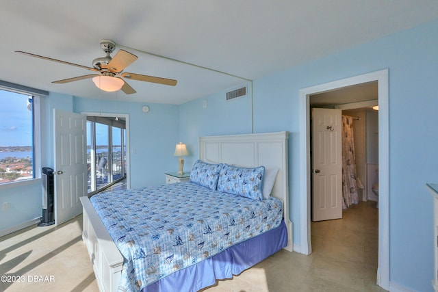 bedroom featuring ceiling fan