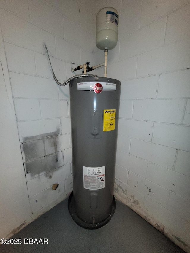 utility room with water heater