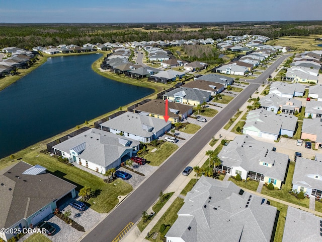 bird's eye view featuring a water view