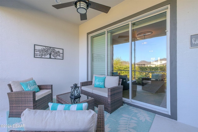 view of patio / terrace featuring outdoor lounge area and ceiling fan