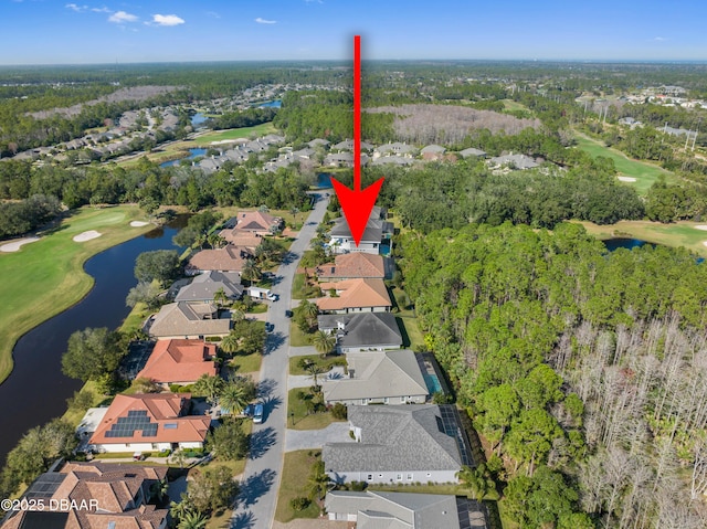 650 Woodbridge Dr, Ormond Beach, FL 32174 - aerial view of property's location featuring a local golf course, nearby suburban area, and a nearby body of water