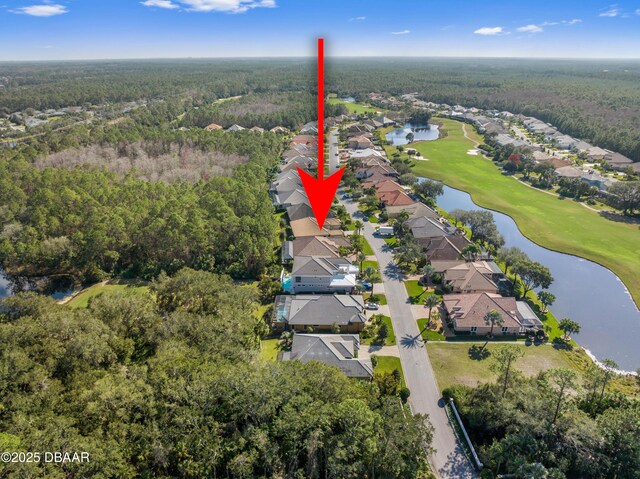 650 Woodbridge Dr, Ormond Beach, FL 32174 - aerial view of property's location featuring a forest, nearby suburban area, a nearby body of water, and a local golf course