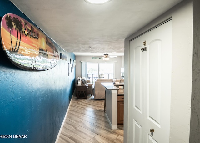 hallway featuring light wood-type flooring