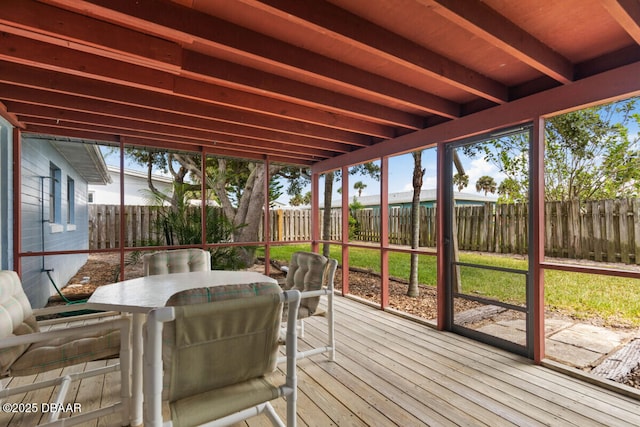 10 Juniper Dr, Ormond Beach, FL 32176 - sunroom / solarium featuring outdoor dining area and beam ceiling