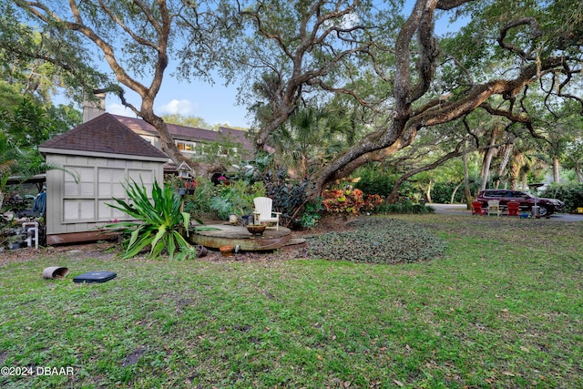 120 Beach St, Ponce Inlet, FL 32127 - view of grassy yard with a storage unit