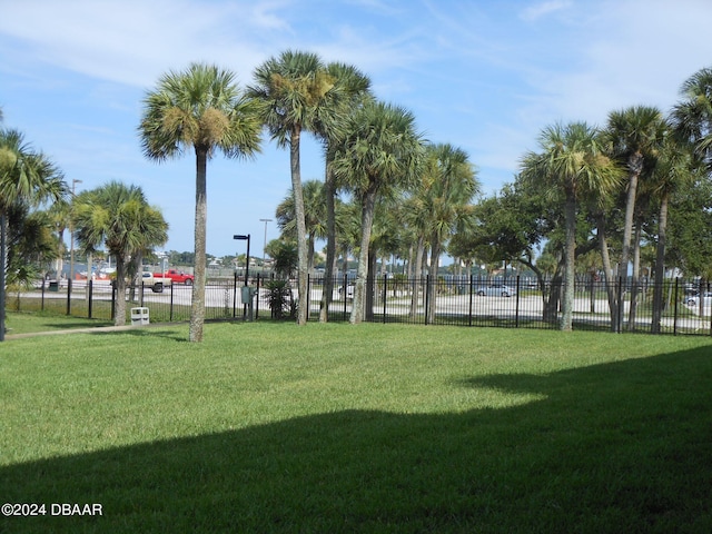 view of property's community with a lawn