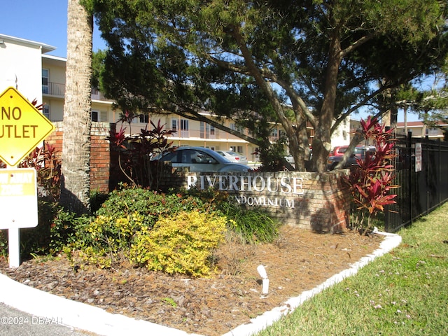 view of community sign